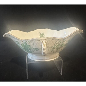 Herend Hungary Indian Basket Green Gravy Boat 2201/FV Handpainted